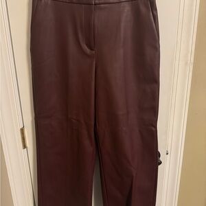 Ann Taylor Factory Deep Burgundy Women's Leather Trousers